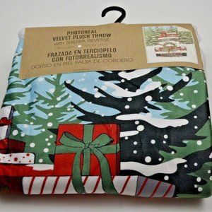 Photoreal Velvet Plush Throw Blanket w/ Sherpa Reverse 50 X 60 Christmas Throw